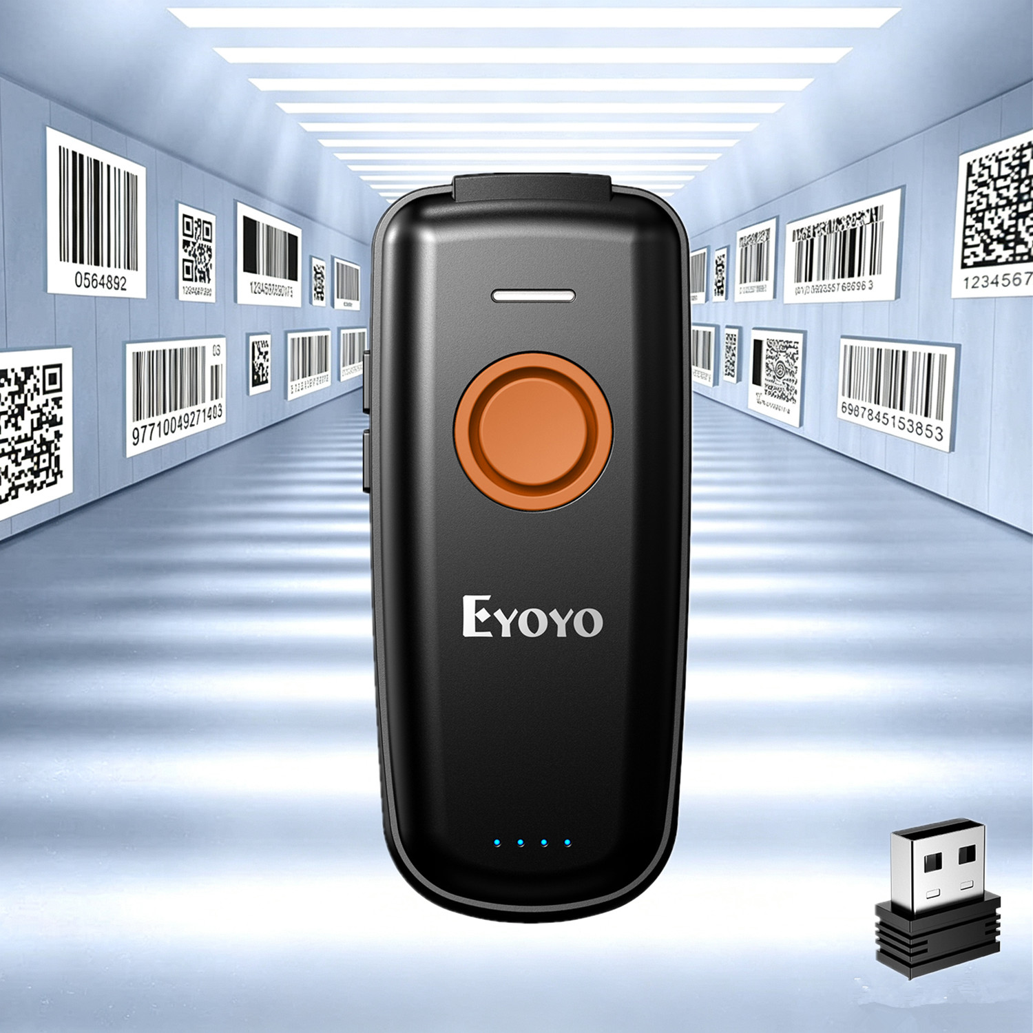 Barcode Scanner Wireless - EYOYO Mini Barcode Scanner 1D 2.4G