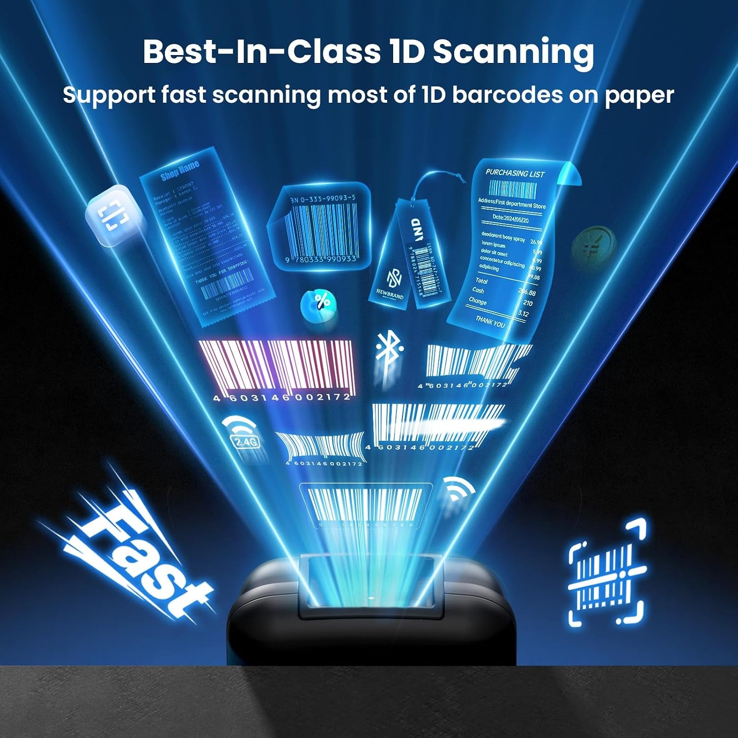 EYOYO Mini Barcode Scanner 1D  - Barcode Scanner Wireless 评论和价格
