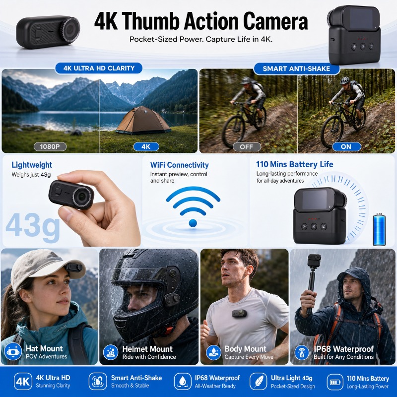 APEX Action 4K Camera  Mini PO - Action Camera 4K 评论和价格